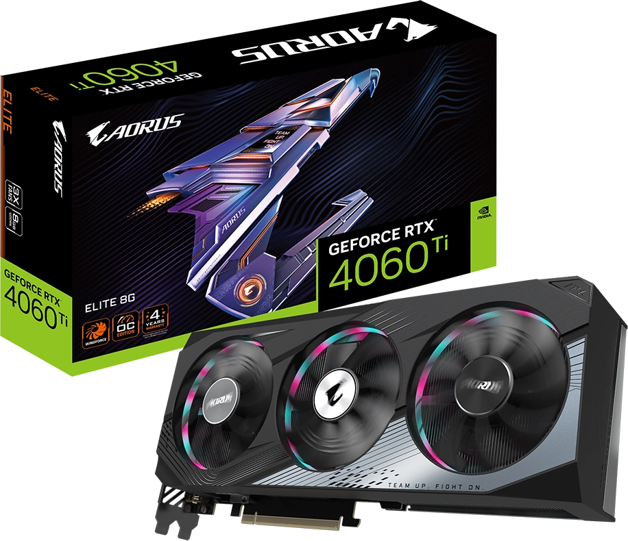 Видеокарта Gigabyte GeForce RTX 4060 Ti AORUS ELITE (GV-N406TAORUS E-8GD)