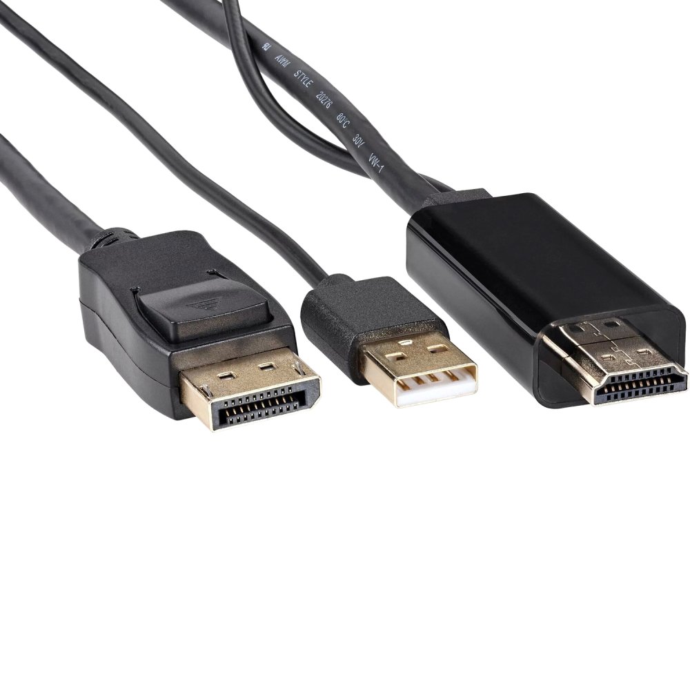 Кабель-переходник HDMI(M) +USB---> DP(M) 4K*60Hz 1.8M, VCOM <CG599AC-1.8M> Кабель-переходник VCOM USB Type-A M+HDMI M/DisplayPort M (CG599AC-1.8M)