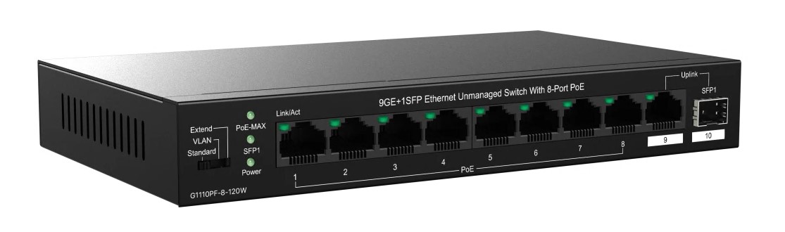 Коммутатор 8PORT 9GE+1SFP POE G1110PF-8-120W IP-COM