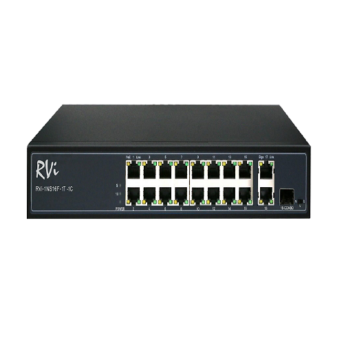 Коммутатор неуправляемый 16 портов RJ45/SFP 10 100 Мб/с PoE 300Вт