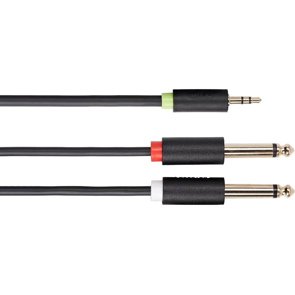 Кабель-адаптер 3.5ST(M)/2X6.35 ST(M), 3м, Telecom PRO <TAV6168-3M> VCOM Адаптер-переходник Telecom Jack 3.5 mm M/2 x jack 6.35 mm M (TAV6168-3M)