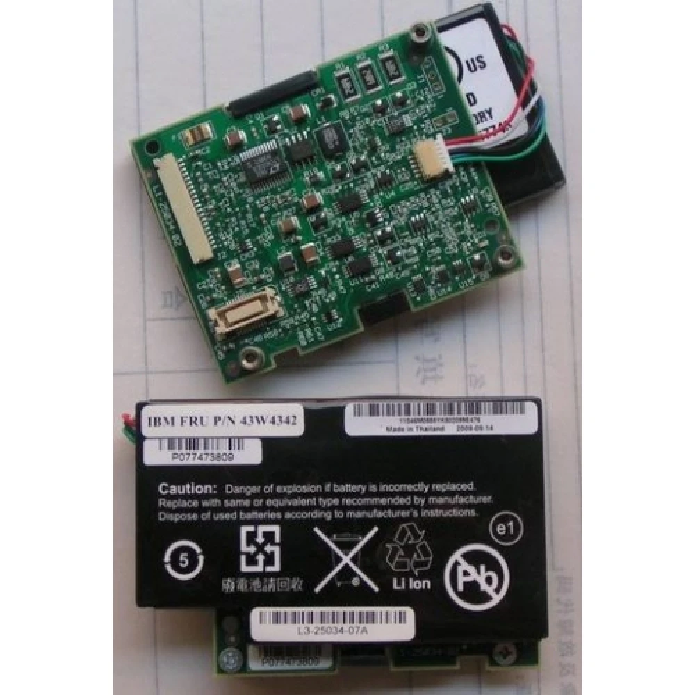 Батарея IBM 43W4342 для ServeRAID M5000 MR10i MR10m 3.7V Li-Ion 46C9040 BBU07