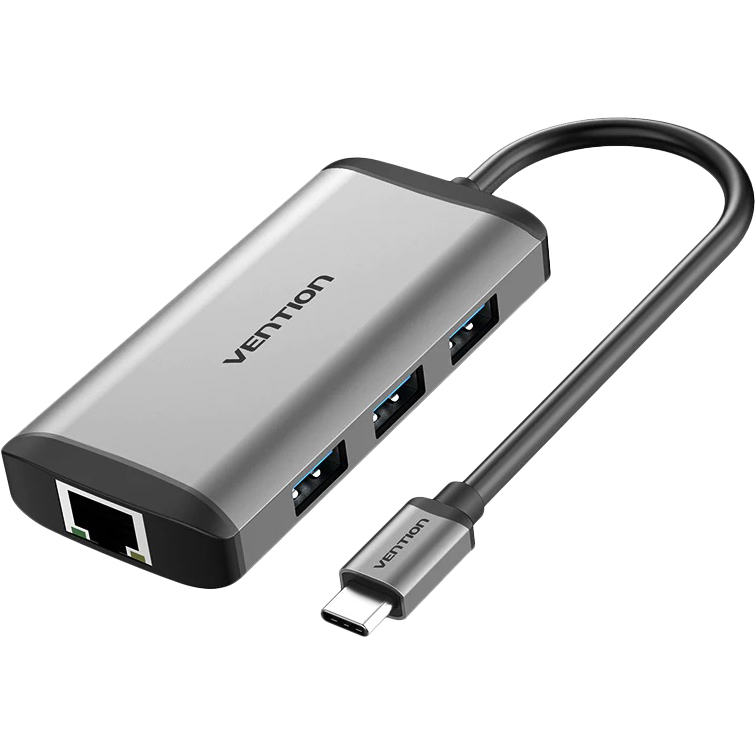 Мультифункциональный хаб Vention USB Type C 6 в 1 Мультифункциональный хаб Vention USB 3.1 M/HDMI 19F/VGA 15F/RJ45 F/USB 3.0 Type C F x 3 (CNCHB)