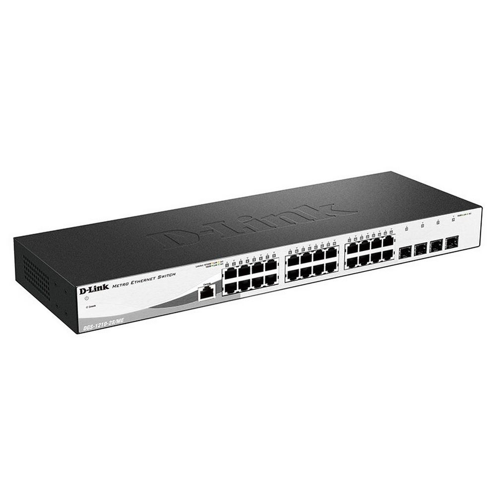 Коммутатор D-Link DGS-1210-28/ME/A2B, L2 Managed Switch with 24 10/100/1000Base-T ports and 4 1000Base-X SFP ports. 16K Mac address, 802.3x Flow Control, 4K of 802.1Q VLAN, 802.1p Priority Queues, Traffic Segmen (DGS-1210-28/ME/A2B)