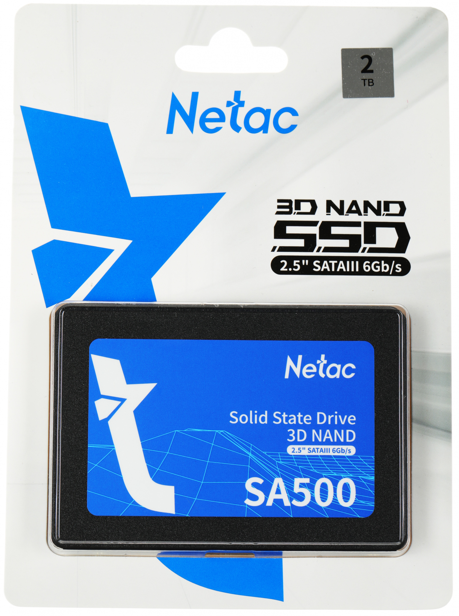 Твердотельный накопитель Netac SA500 2.5 SATAIII 3D NAND SSD 2TB, R/W up to 530/475MB/s
