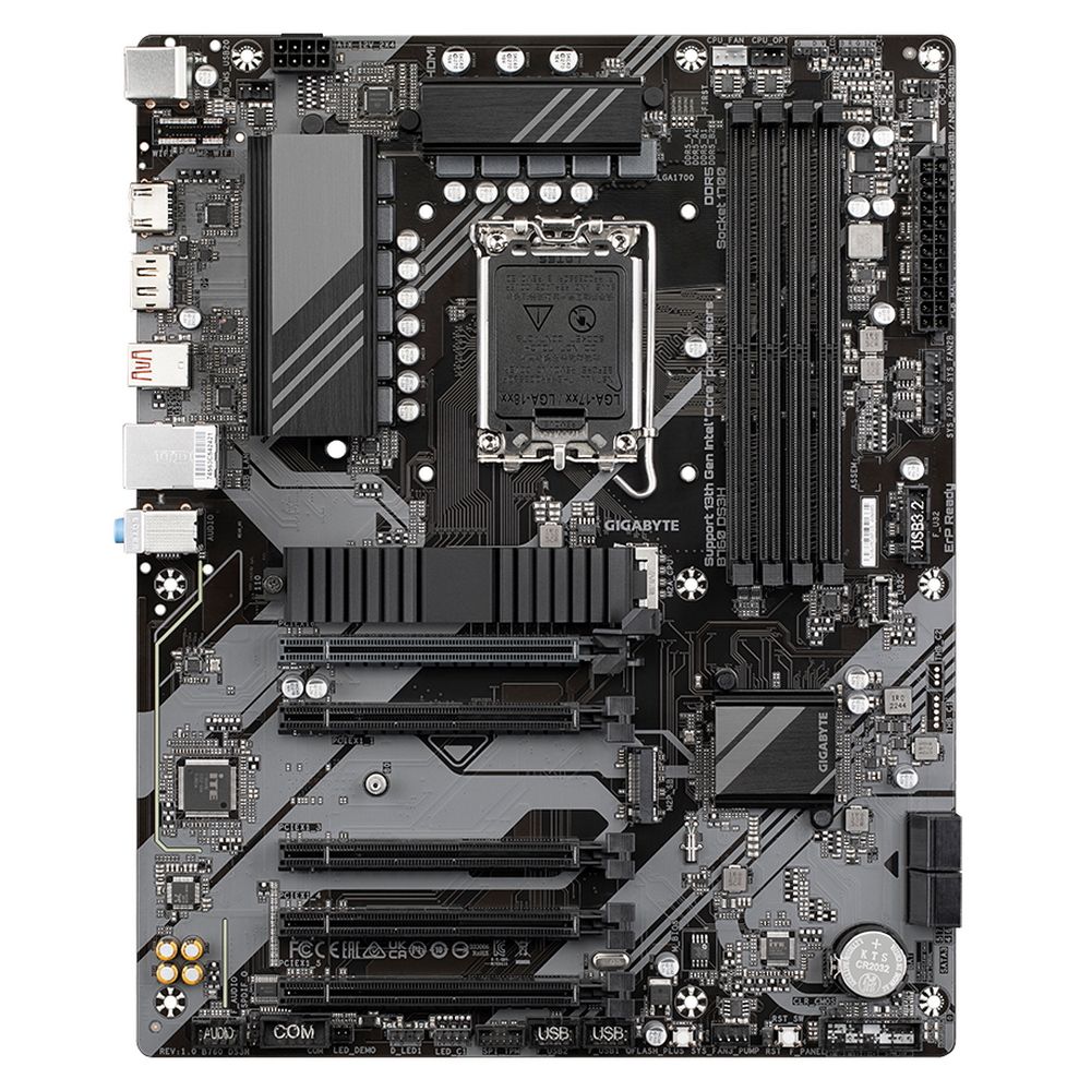 Материнская плата GIGABYTE B760 DS3H, LGA1700, B760, 4*DDR5, DP+HDMI, 4 SATA 6 Гб/с, M2, Audio, Gb LAN, USB 3.2, USB 2.0, Type-C, COM*1 port, ATX (B760 DS3H)