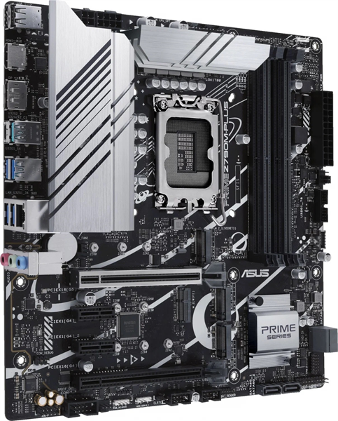 Материнская плата ASUS PRIME Z790M-PLUS, LGA1700, Z790, 4*DDR5, HDMI+DVI+DP, CrossFireX, SATA3 + RAID, Audio, Gb LAN, USB 3.2, USB 2.0, COM*1 header (w/o cable), mATX ; 90MB1E70-M0EAY0 (PRIME Z790M-PLUS)