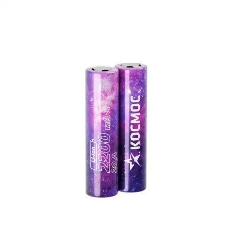 Аккумулятор Космос 18650 Li-ion 2200 mAh без защиты, 2 шт шринк высокотоковый, низкая шляпка в Санкт-Петербурге