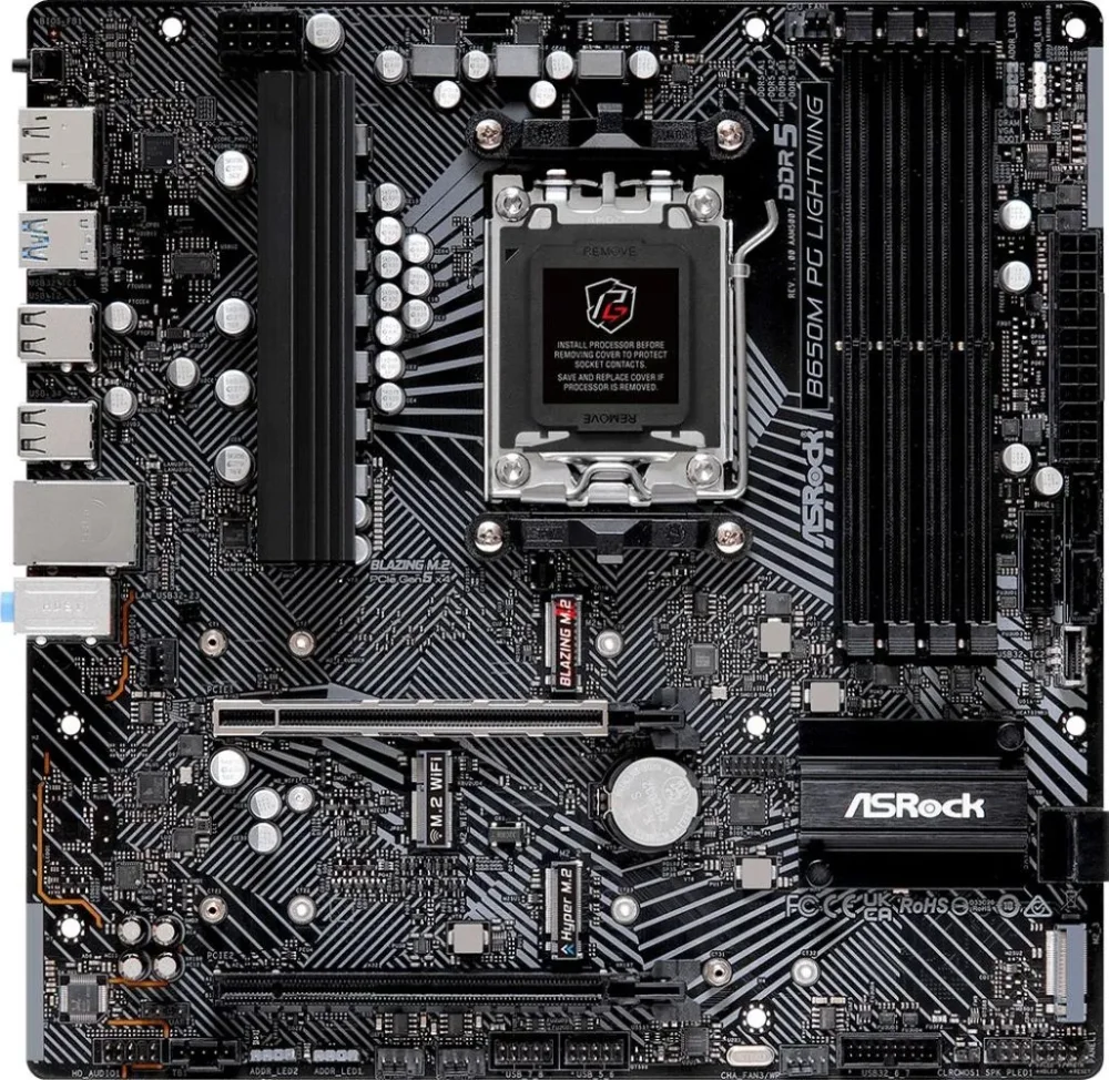 Материнская плата Asrock B650M PG LIGHTNING, Socket AM5, 4xDDR5-5200 в Санкт-Петербурге