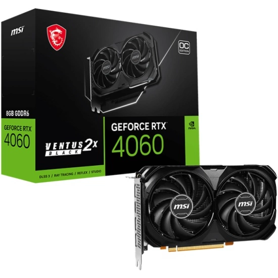 Видеокарта MSI GeForce RTX 4060TI RTX 4060 Ti 8G VENTUS 2X BLACK E1 8ГБ Ventus 2X Black, GDDR6, Ret (RTX 4060 TI 8G VENTUS 2X BL E1)