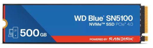 Твердотельный диск 500GB WD Blue SN5100, NVMe, M.2 2280, PCI-E 4x4 [R/W - 5600/6600 MB/s]