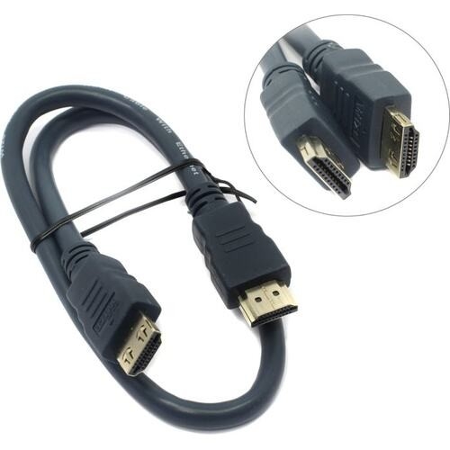 Wize CP-HM-HM-0.5M Кабель HDMI, 0.5 м, v.2.0, K-Lock, soft cable, 19M/19M, позол.разъемы, экран, темно-серый, пакет