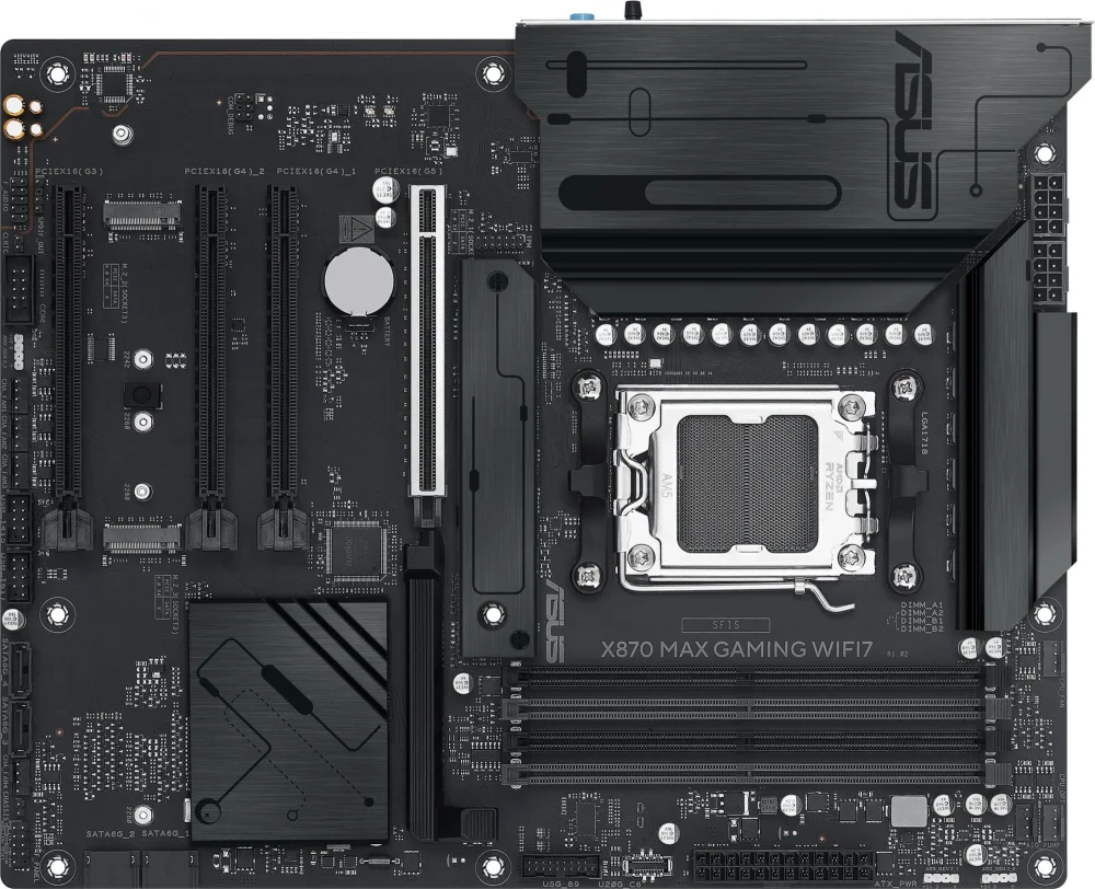 Материнская плата Asus X870 MAX GAMING WIFI7 SocketAM5 AMD X870 ATX AC`97 8ch(7.1) 2.5Gg RAID+HDMI