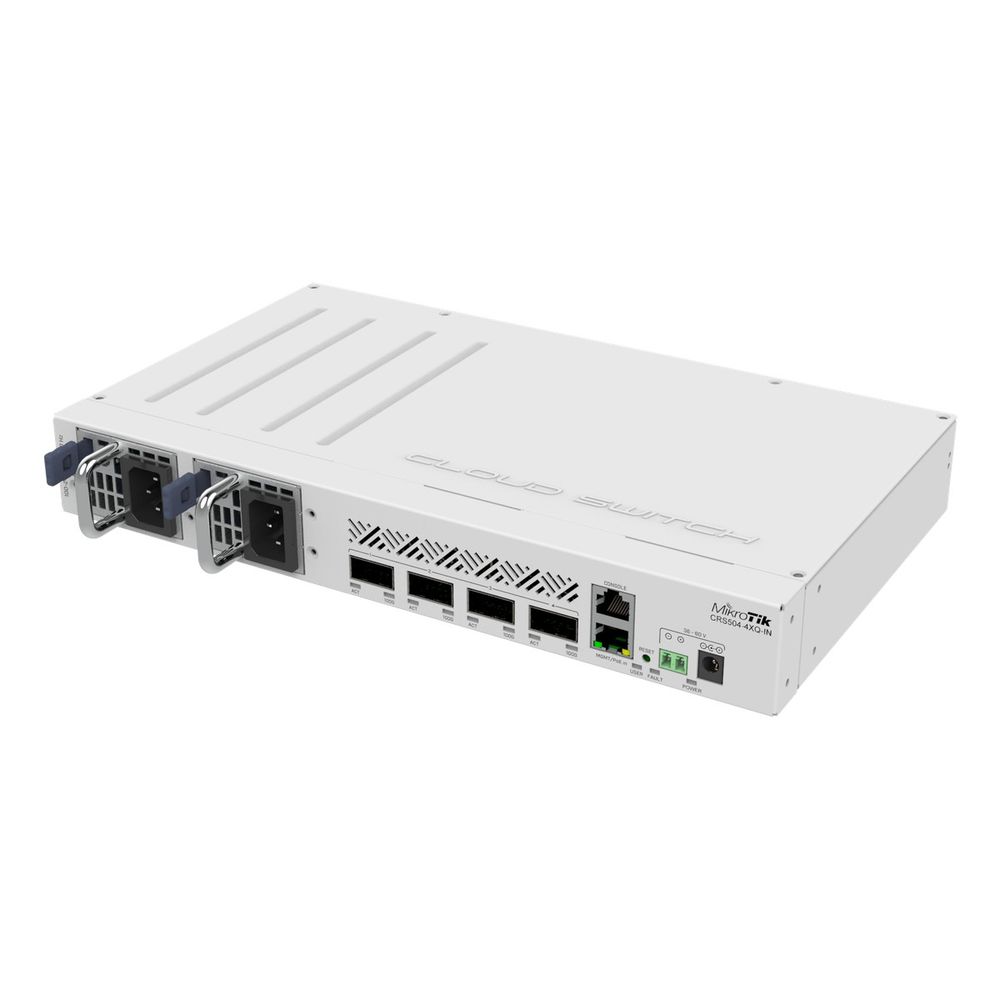 Коммутатор Mikrotik CRS504-4XQ-IN, 1x10Base-T/100Base-TX, 4xQSFP28, Switching capacity 800 Gbps (CRS504-4XQ-IN)