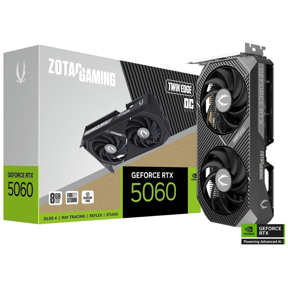 Видеокарта Zotac RTX5060 TWIN EDGE OC 8GB GDDR7 128bit 3xDP HDMI 2FAN MEDIUM PACK