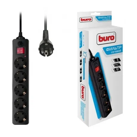 Сетевой фильтр Buro 500SH-10-B 10м (5 розеток) черный в Санкт-Петербурге
