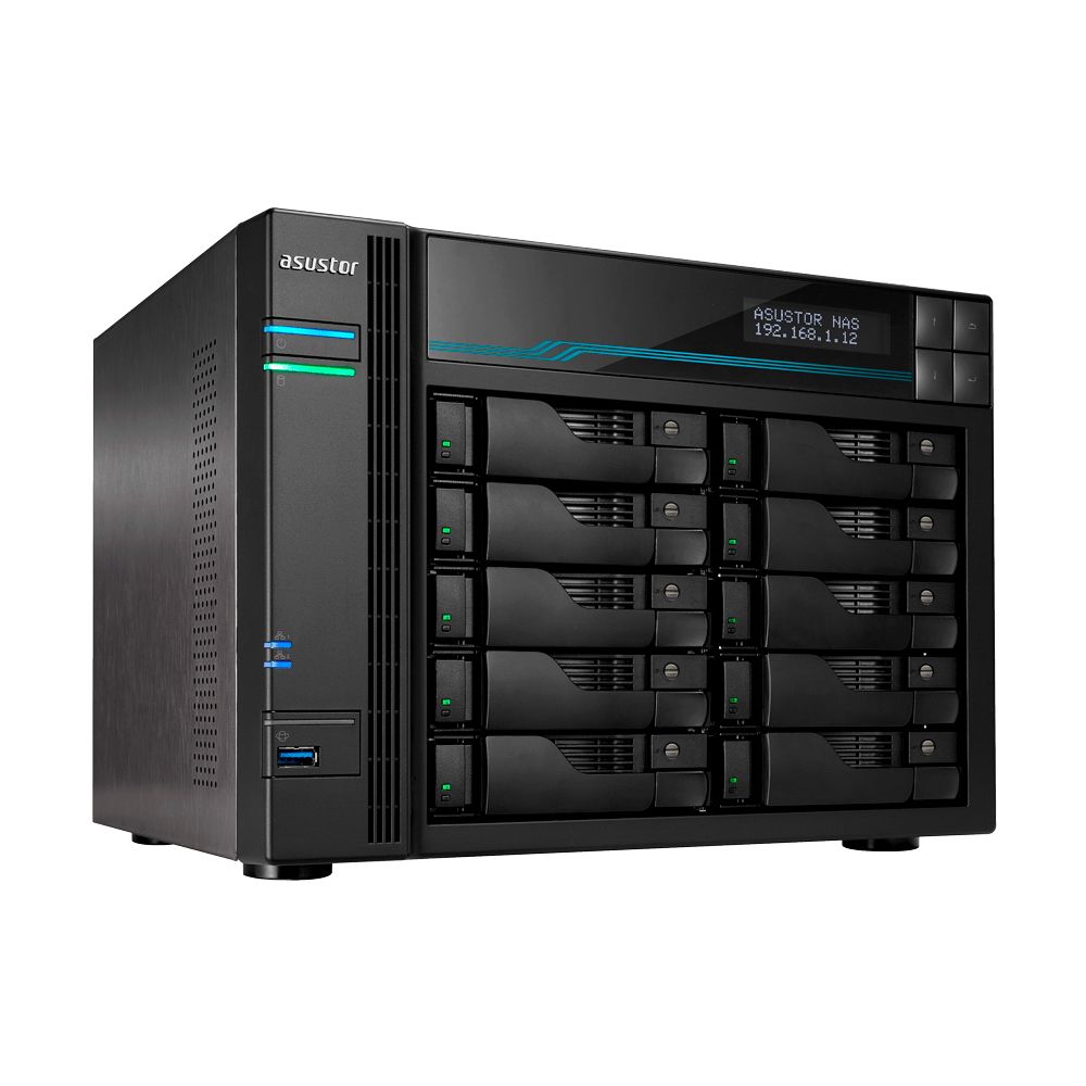 Сетевое хранилище ASUSTOR AS7110T 10-Bay NAS/Media player/Intel Xeon E-2224 3.4GHz up to 4.6GHz(Quad-Core), 8GB SO-DIMM DDR4, noHDD(HDD,SSD),/10x1GbE+3x2,5Gbe(LAN)/3xUSB3.2,HDMI/M.2/4ip camera license ; 90IX01D1-BW3S1 (AS7110T)