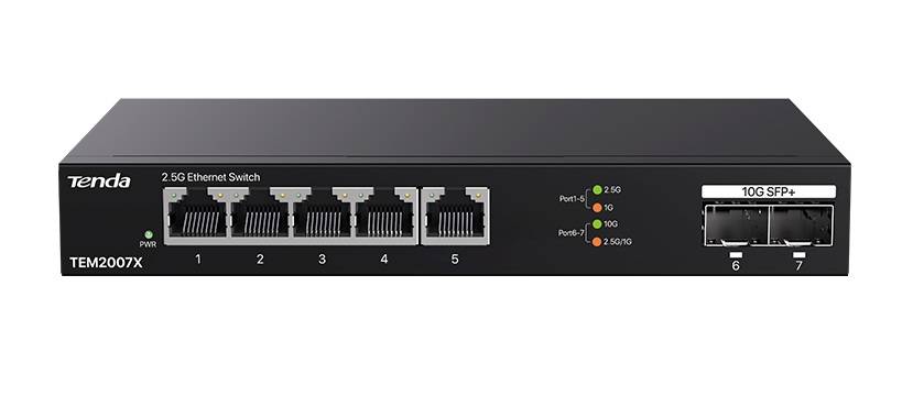 Коммутатор 5PORT 1000M 2SFP+ TEM2007X TENDA