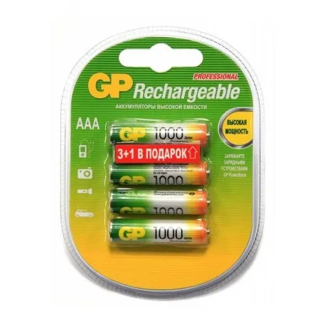 Аккумулятор GP 100AAAHC3/1 AAA NiMH 1000mAh (4шт) (промо:3+1) в Санкт-Петербурге