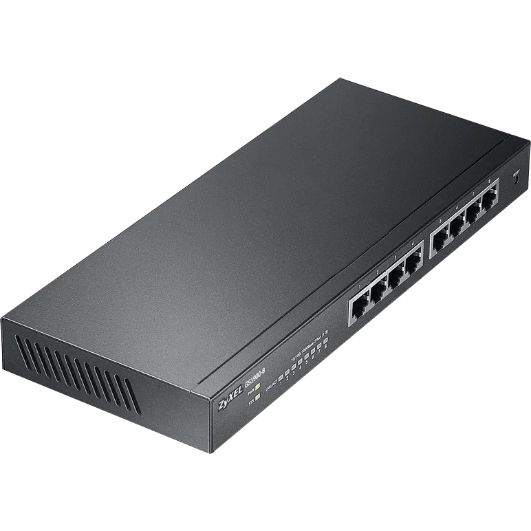 Smart L2 коммутатор Zyxel GS1900-8, 8xGE, настольный, бесшумный (GS1900-8-EU0102F)