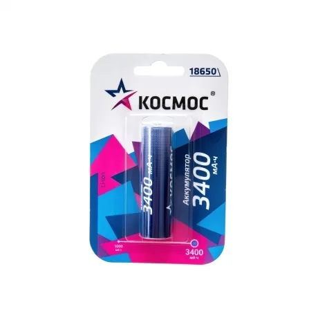 Аккумулятор Космос 18650 Li-ion3400 mAh без защиты, 1 шт блистер в Санкт-Петербурге