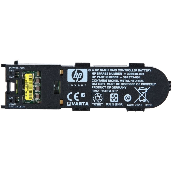 398648-001 HP 4.8V battery module, 500mAh, NiMH for use with 512MB BBWC module