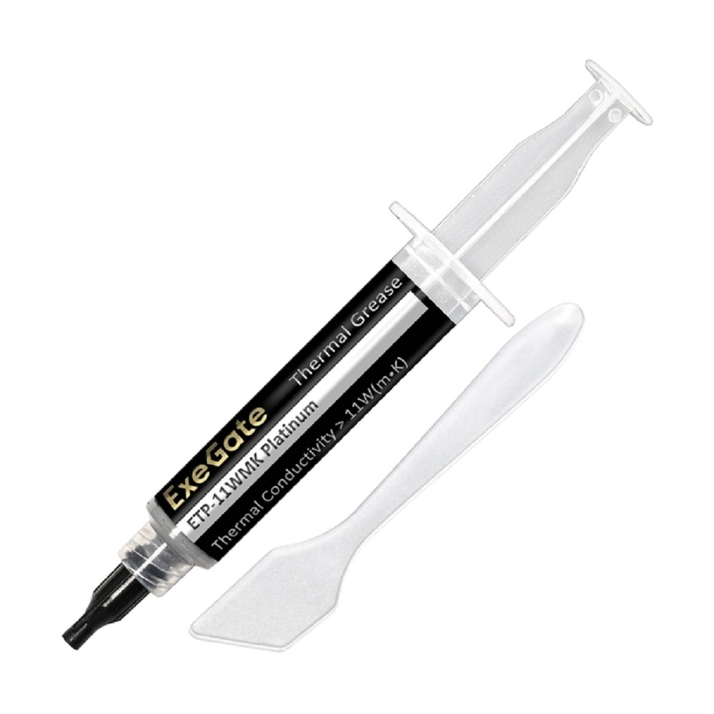Exegate EX293372RUS Термопаста ExeGate ETP-11WMK Platinum (11 Вт/(м•К), 8г, шприц с лопаткой)