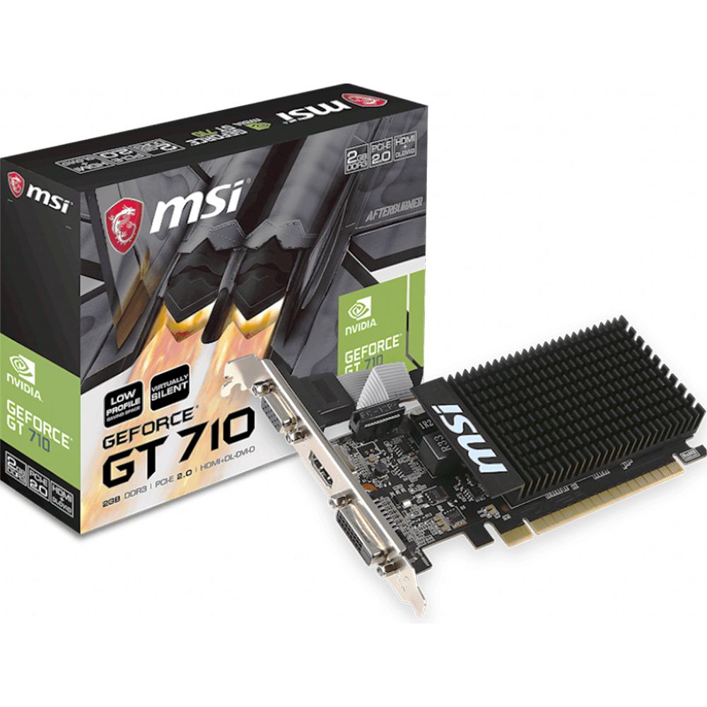 Видеокарта MSI PCI-E GT 710 2GD3H LP nVidia GeForce GT 710 2048Mb 64bit DDR3 954/1600 DVIx1/HDMIx1/CRTx1/HDCP Ret low profile