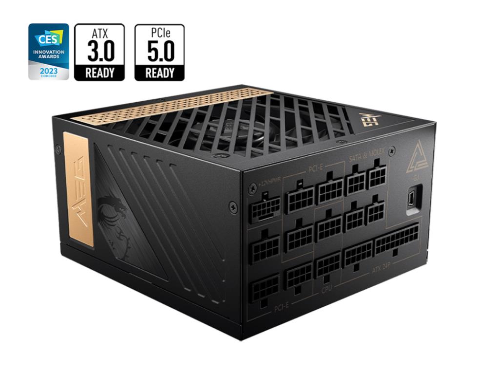 Блок питания MSI MEG Ai1300P PCIE5, 1300W, Intel ATX 12V, APFC, 12cm Fan, 80+ Platinum, Fully-Modular, Retail (MEG Ai1300P PCIE5)