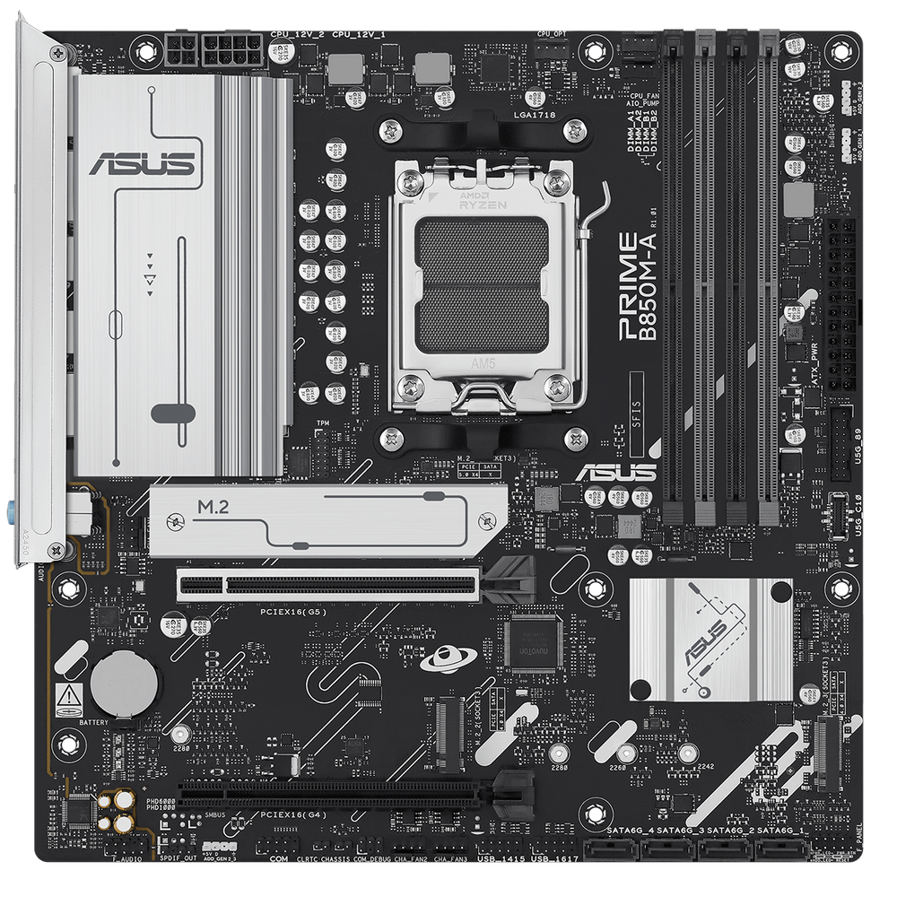 Материнская плата ASUS PRIME B850M-A-CSM AM5 mATX 4xDDR5 2xPCIEx16 3xM.2 2xDP HDMI 2.5GLAN