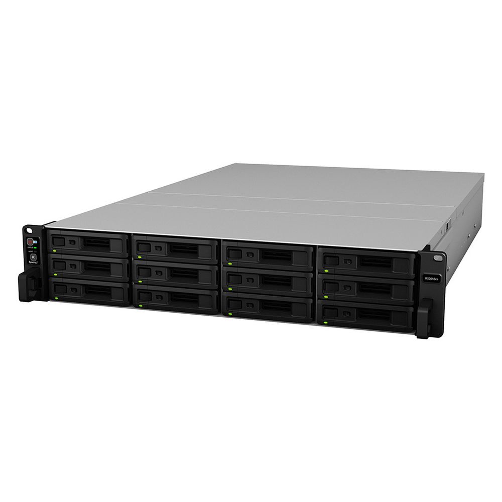 Система хранения данных Synology (Rack2U) QC2,4Ghz/8Gb upto 64/RAID0,1,10,5,6/up to12HP HDDs SATA(3,5'or2,5') upto 36 with 2xRX1217(RP)/2xUSB/4GigEth(+2Expslot)/iSCSI/2xIPcam(upto75)/1xPS/norail/5YW (RS3618xs)