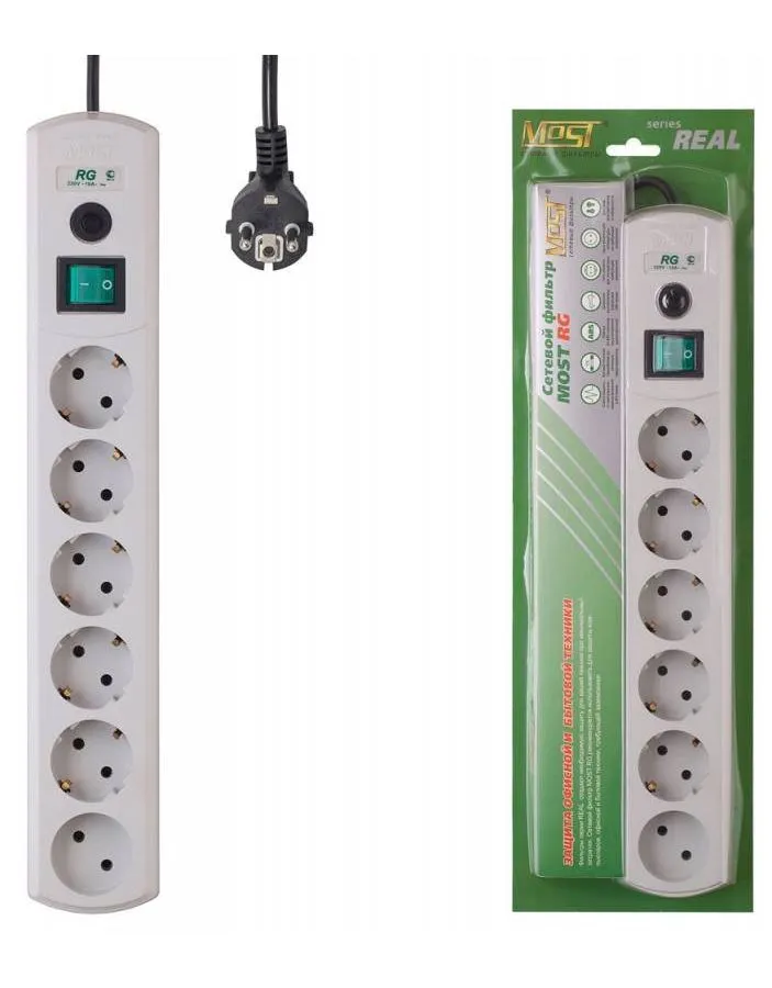 Сетевой фильтр Most RG 10м (6 розеток) белый в Санкт-Петербурге