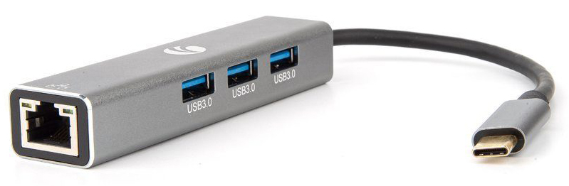VCOM DH311A Кабель-концентратор USB 3.1 Type-Cm --> RJ-45+3port USB3.0(f) Aluminum Shell VCOM [DH311A] [4895182246775]