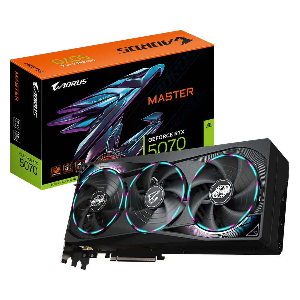 Видеокарта Gigabyte RTX5070 MASTER 12GB GDDR7 192bit 3xDP HDMI 3FAN RTL