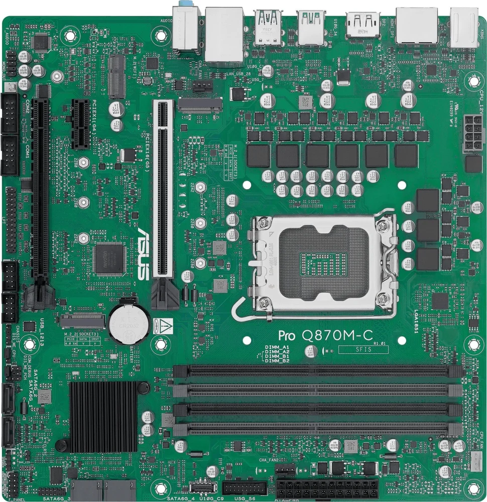 Материнская плата ASUS PRO Q870M-C-CSM, LGA1851, Q870, 4*DDR5, 4*SATA, 2*M.2, 3*USB 3.2, 2*USB 2.0, Type-C, 2*PCIx16, 1*PCIx1, 2*DP+VGA, mATX; 90MB1KEP-M0EAYC