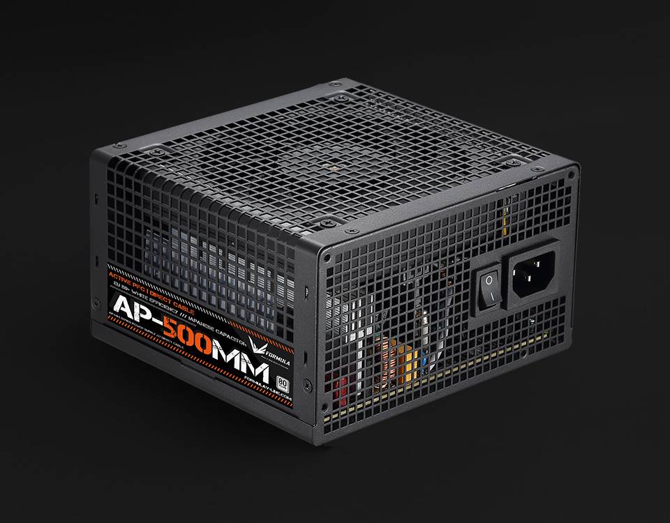 БП Formula AP-500MM, 500W, Ret, ATX v2.4, 80+, APFC, 2xPCIe 6+2P, 6xSATA, 2xPATA, 12cm fan