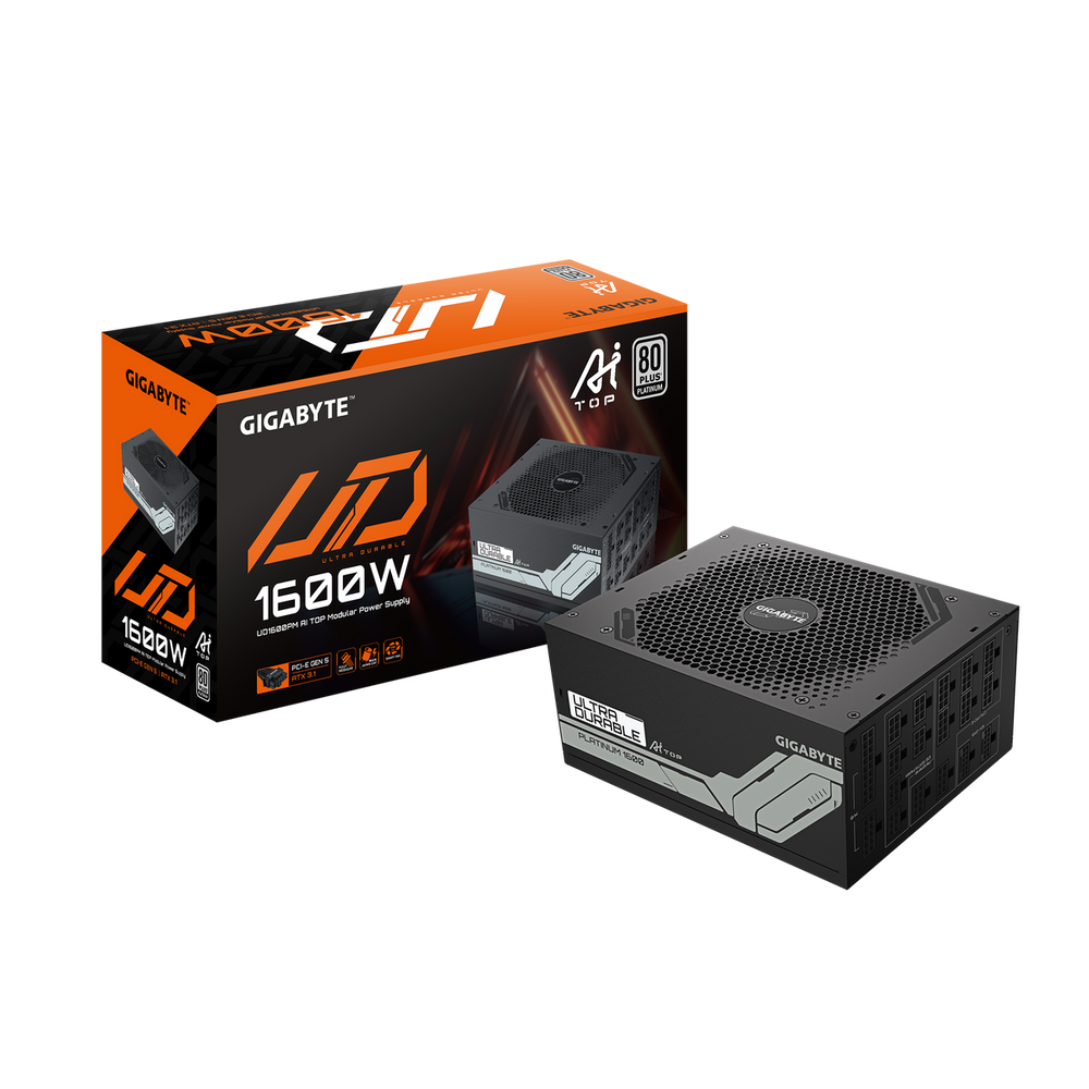 Блок питания ПК Gigabyte UD1600PM PG5 AI TOP 1600W, 80Plus, Platinum, Полностью модульный, PCIe Gen 5.0, ATX 3.1 compatible