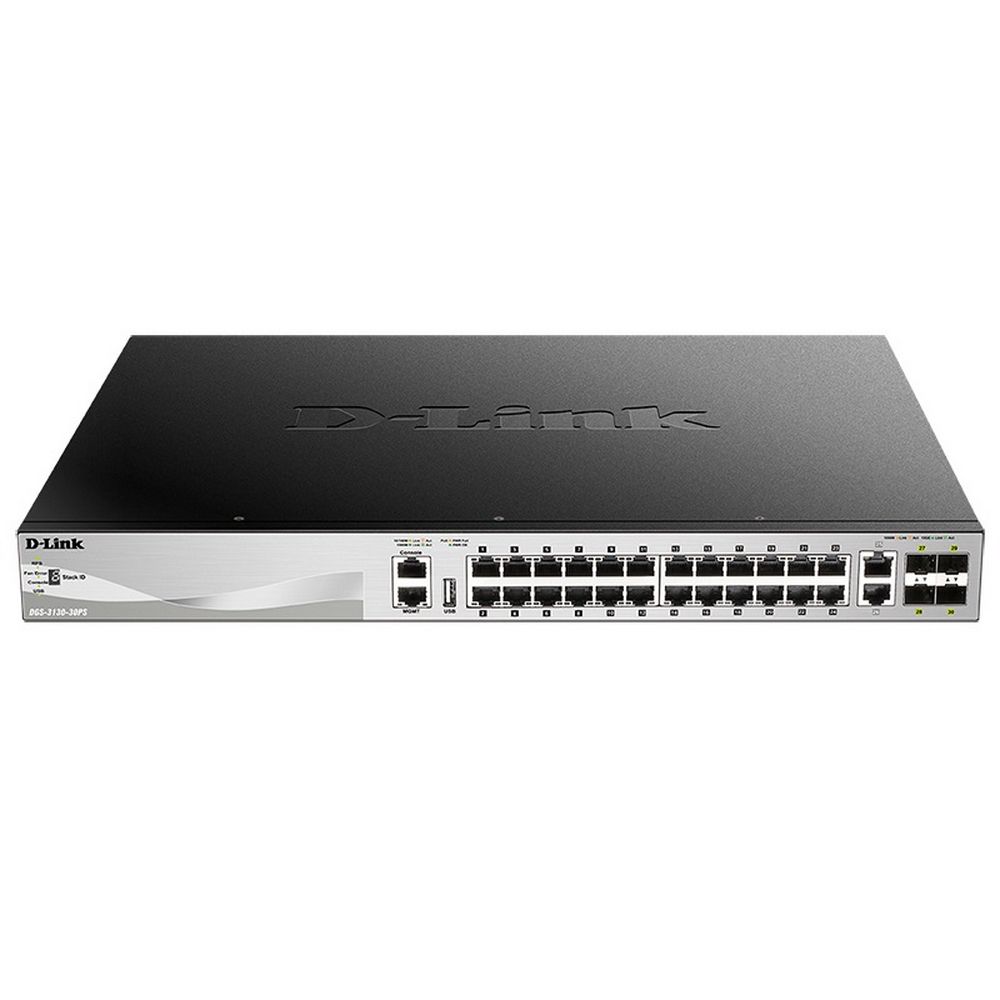 Коммутатор D-Link DGS-3130-30PS/B1A 24G 2x10G 4SFP+ 24PoE 370W управляемый