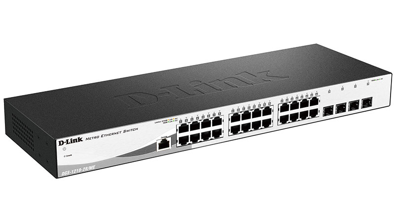 Коммутатор D-Link DGS-1210-28/ME/A2A, L2 Managed Switch with 24 10/100/1000Base-T ports and 4 1000Base-X SFP ports.16K Mac address, 802.3x Flow Control, 4K of 802.1Q VLAN, 802.1p Priority Queues, Traffic Segmen (DGS-1210-28/ME/A2A)
