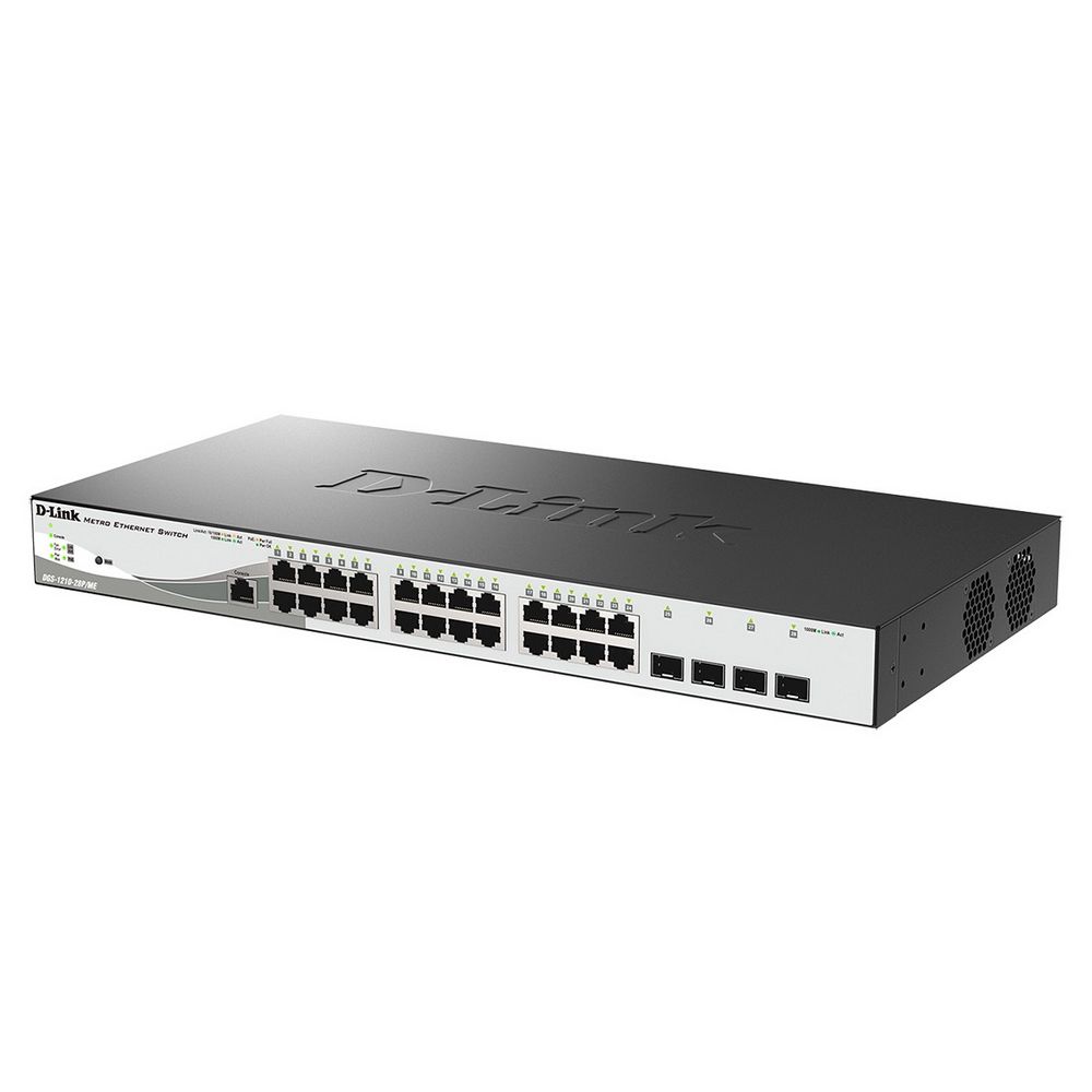 Коммутатор D-Link DGS-1210-28P/ME/B2A, L2 Managed Switch with 24 10/100/1000Base-T ports and 4 1000Base-X SFP ports (24 PoE ports 802.3af/802.3at (30 W), PoE Budget 193 W) (DGS-1210-28P/ME/B2A)
