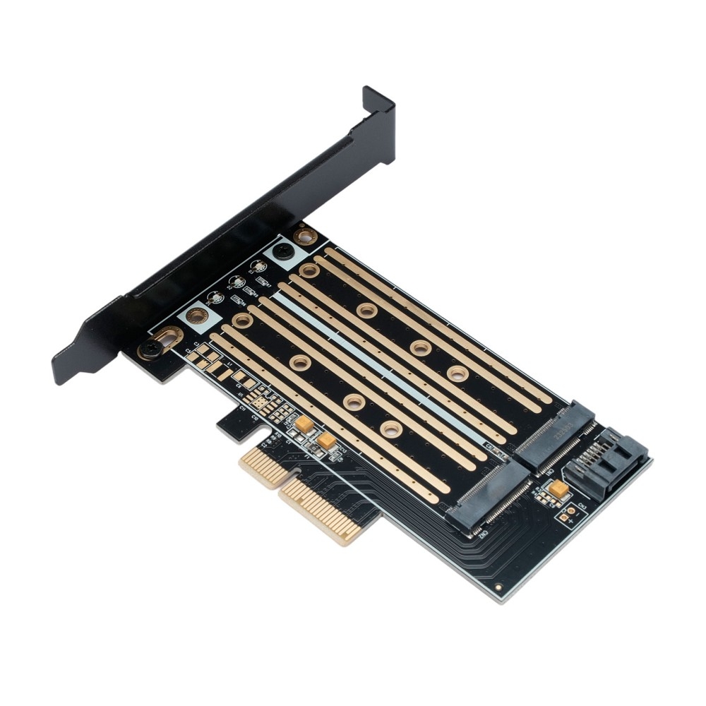 Gembird Адаптер для двух SSD M.2 (NVMe+SATA) в разъем PCI-e, коробка (MF-PCIE-NVME-SATA)