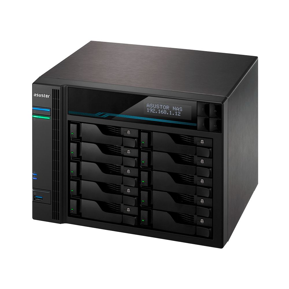 Сетевое хранилище ASUSTOR AS7110T 10-Bay NAS/Media player/Intel Xeon E-2224 3.4GHz up to 4.6GHz(Quad-Core), 8GB SO-DIMM DDR4, noHDD(HDD,SSD),/10x1GbE+3x2,5Gbe(LAN)/3xUSB3.2,HDMI/M.2/4ip camera license ; 90IX01D1-BW3S1 (AS7110T)