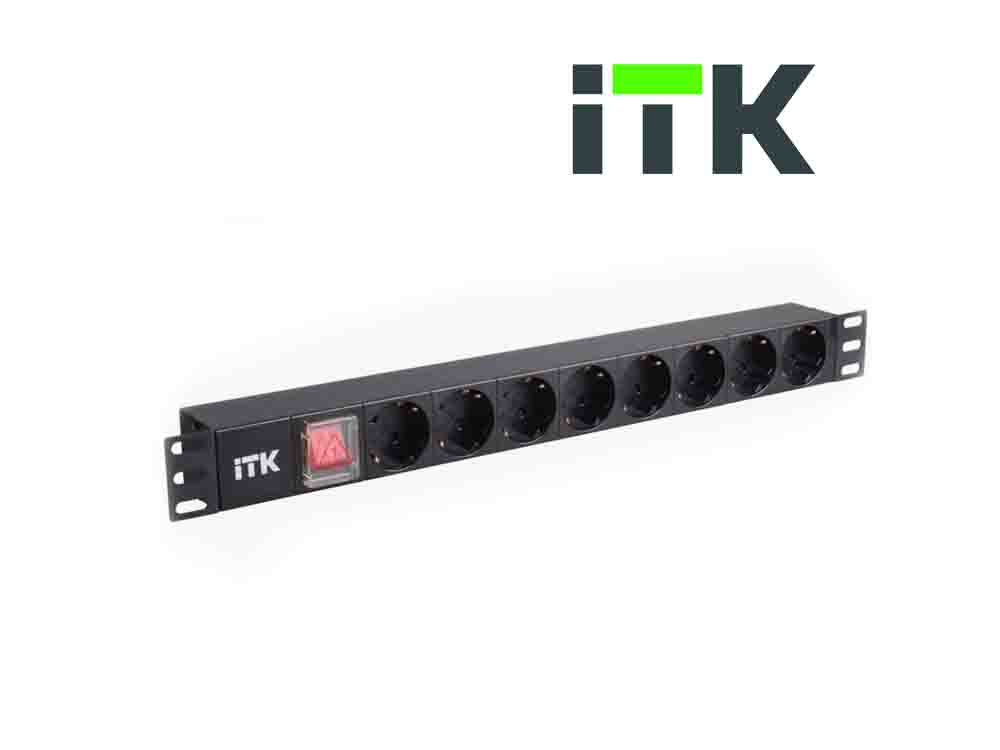 Сетевой фильтр ITK PH12-8D1 1U, 8 розеток