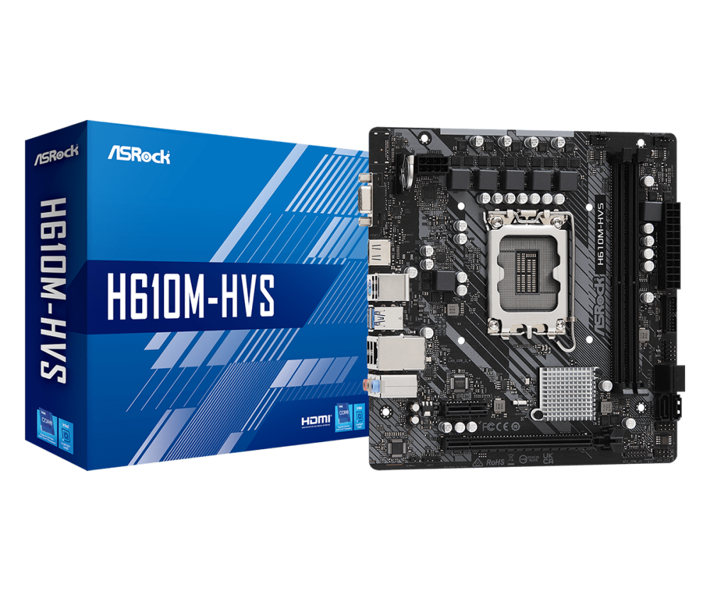 Материнская плата H610 S1700 MATX H610M-HVS ASROCK