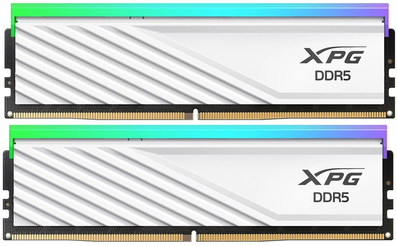 Оперативная память ADATA DDR5, 32GB, 6000MHz, 2*16GB, 30-40-40, WHITE, DUAL TRAY, RGB (AX5U6000C3016G-DTLABRWH)