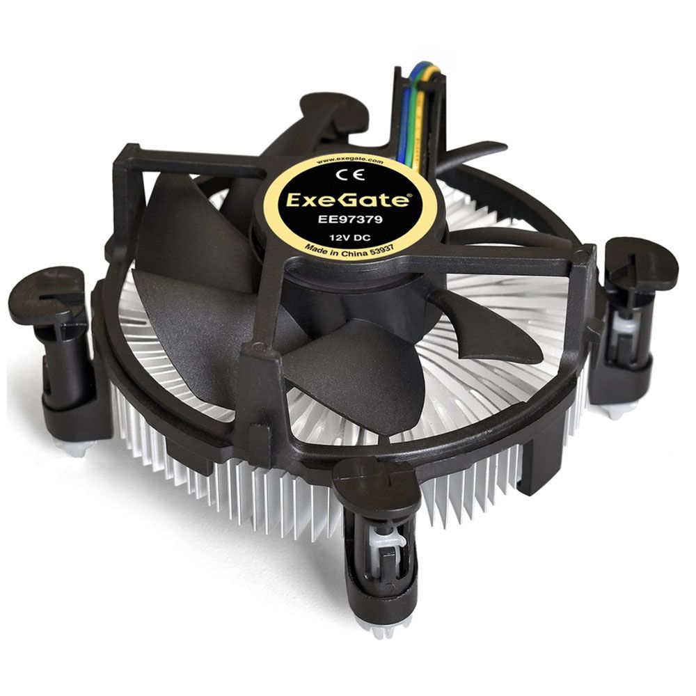Кулер ExeGate EE97379 (Al, LGA775/1150/1151/1155/1156/1200, TDP 65W, Fan 92mm, 2400RPM, Hydro bearing, 4pin, 23db, 175г, на защелках, с термопастой, Retail box) (116481)