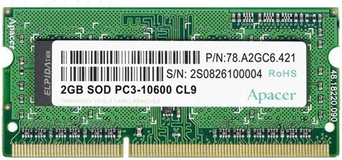 Оперативная память Apacer DDR3 4GB 1600MHz SO-DIMM (PC3-12800) CL11 1.35V (Retail) 512*8 (AS04GFA60CATBGJ/DV.04G2K.KAM) (AS04GFA60CATBGJ)