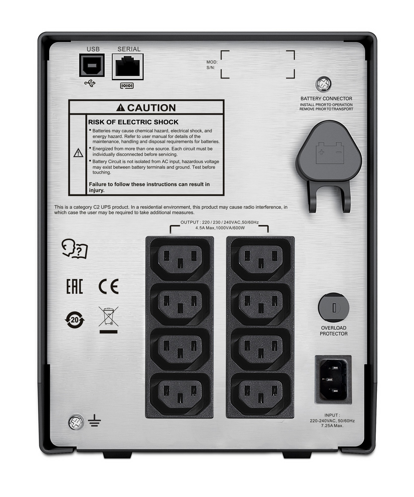 APC Smart-UPS C SMC1000I-RS, 1000 ВА | Однофазный линейно-интерактивный ИБП