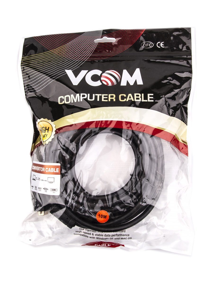 Кабель HDMI AM/DVI(24+1)M, 10м, CU, 1080P@60Hz, 2F, VCOM <CG484GD-10M> VCOM HDMI (m) - DVI-D (m) (CG484GD-10M)