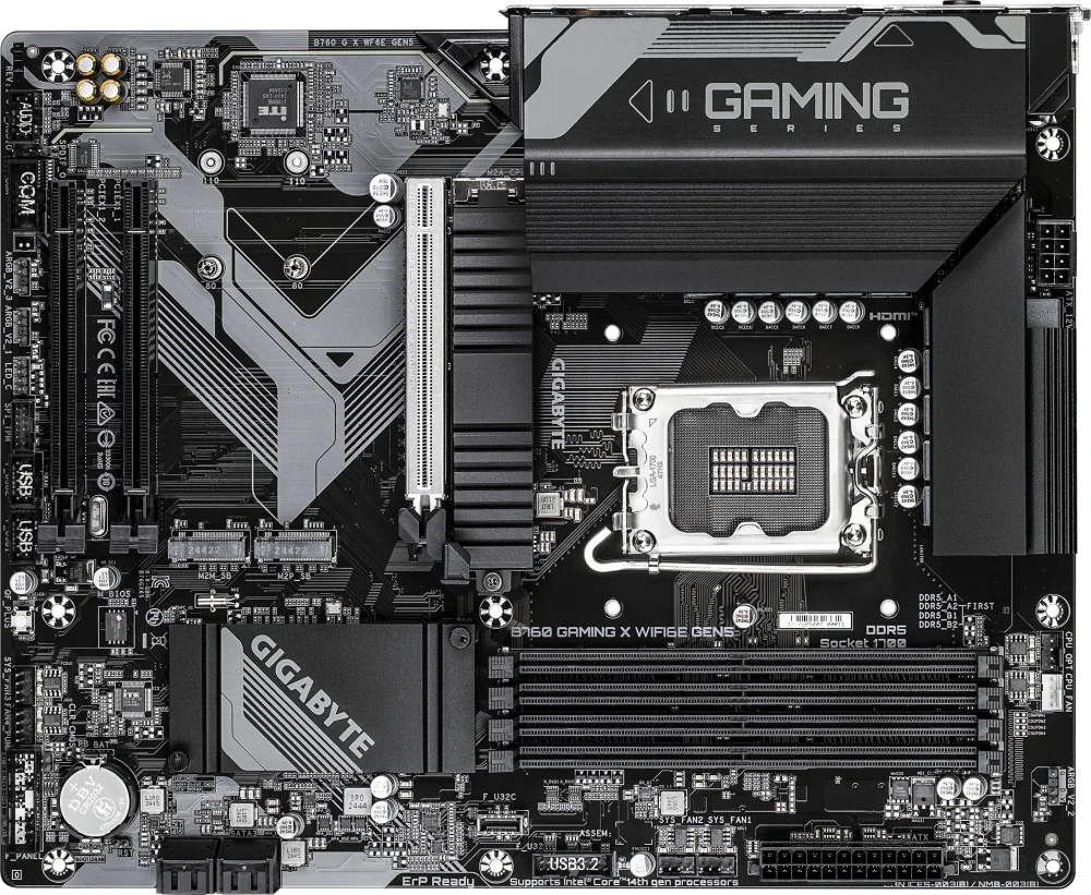 Материнская плата Gigabyte B760 G X WF6E GEN5 Soc-1700 Intel B760 4xDDR5 ATX AC`97 8ch(7.1) 2.5Gg RAID+HDMI+DP